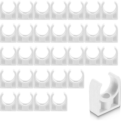 30 Pcs Diamètre intérieur 20 mm,Clips sans chevilles,clips de fixation colliers de serrage en plastique,clips de tube blancs,fixation cable electrique,supports de tuyau,pour Conduite D'eau (1/5)