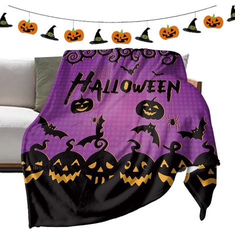 Couverture Effrayante - Couverture de Canapé Plaid Chaud Décoratif pour Lit Canapé Dortoir Camping Séances Cinéma Soirées Halloween (1/5)