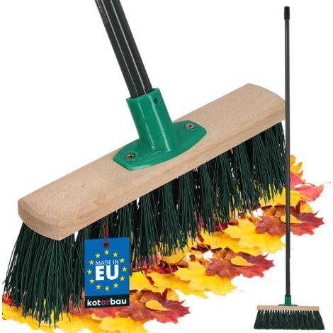 Balai Brosse - Bois de Hêtre - 30 cm - Vert - Balai Extérieur - Brosse pour Terrasse - Poils Durs - avec un Manche en Métal-NANOTEH (1/5)