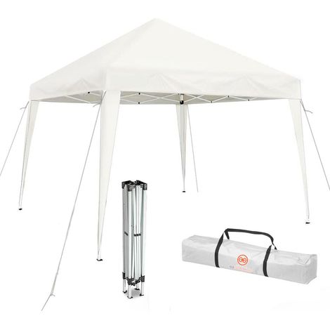 Gazebo Pieghevole 2x2 metri Bianco Telo in PE 160 gr/mq Impermeabile con Borsa 2x2 Metri
