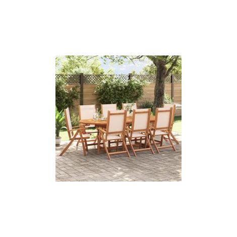 Ensemble à manger de jardin 9pcs bois d'acacia solide textilène (1/4)