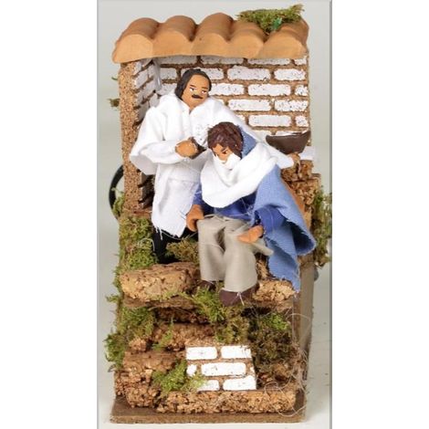 10343 Barbiere cm14x10x17 cm con movimento - PERSONAGGIO PRESEPE NATALE