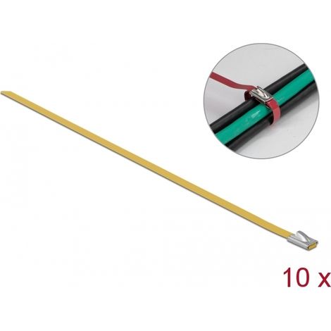 Delock Sujetacables de acero inoxidable L 400 x Ancho 4,6 mm amarillo 10 piezas