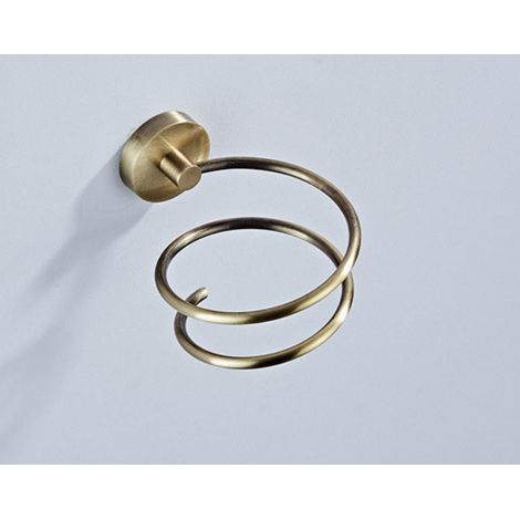 Porte Sèche Cheveux Mural, Rangement/Support de Sèche-Cheveux en 304 Acier Inoxydable, Accessoires pour Salle de Bain, Bronze, 13×10,7×7cm