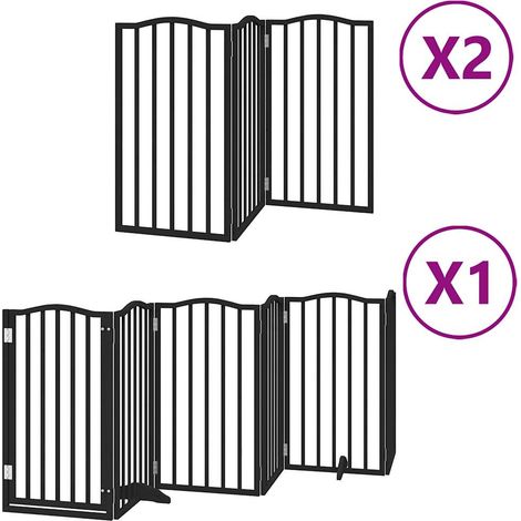 Barrière de sécurité pour chien animaux de compagnie porte pliable 12 panneaux bois peuplier noir