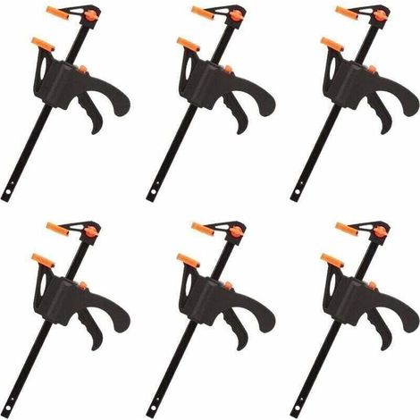 Sonderangebot: Set mit 6 F-förmigen Zwingen, schnelles und einfaches Spannen, Handwerkzeuge für die Holzbearbeitung, Holztüren (4 Zoll)