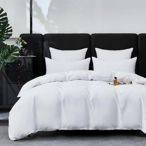 Mako Satin Bettwäsche 155x220 cm Weiß 100% Baumwolle 3-teilig mit Reißverschluss