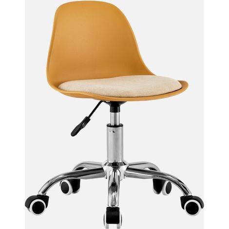 Silla de oficina infantil con ruedas ajustable, base cromada