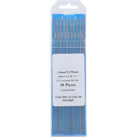 10 Électrodes TIG Cérium Tungstène Gris WC20 3x175mm, Aiguilles Soudage Argon Arc, Lot de 10 Pointes de Soudure (1/5)
