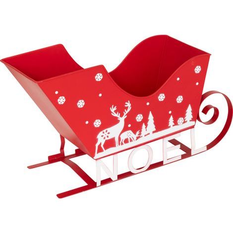 Atmosphera – Déco Noël traineau en métal rouge H 35 cm – Élégante décoration festive pour intérieur – Apporte une touche chaleureuse aux fêtes (1/2)