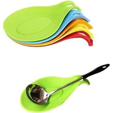 Repose-cuillère en Silicone - Uni - Lot de 4 - Résistant à la chaleur - Sans BPA (1/4)