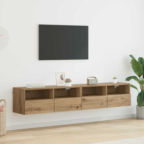 Meubles TV muraux 2 pcs-Banc TV-Meuble Télé Chêne artisanal 80 x 30 x 30 cm (1/5)