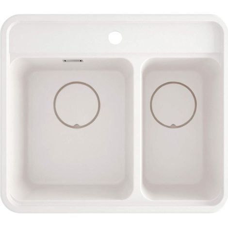 Lavello cucina da incasso in granito con 2 vasche 60x52 cm alabastro - Mira
