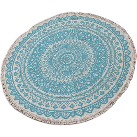 Tapis de Sol Rond Imprimé en Polyester, Diamètre 90cm, Style Moderne (1/5)