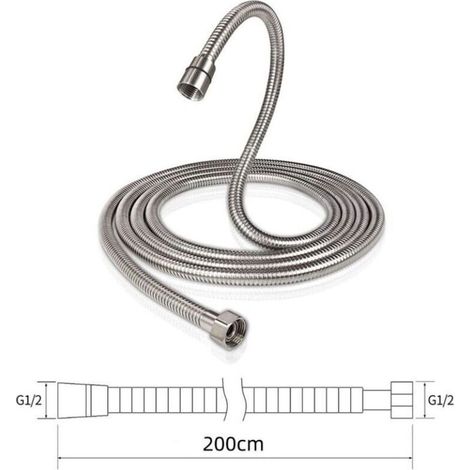 Flexible de Douche 2 m en Acier Inoxydable – Tuyau Anti-Torsion et Anti-Pliure, Raccord G1/2 (1/3)