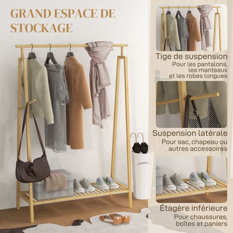 Portant bambou étagère chaussures 110x42x152 cm