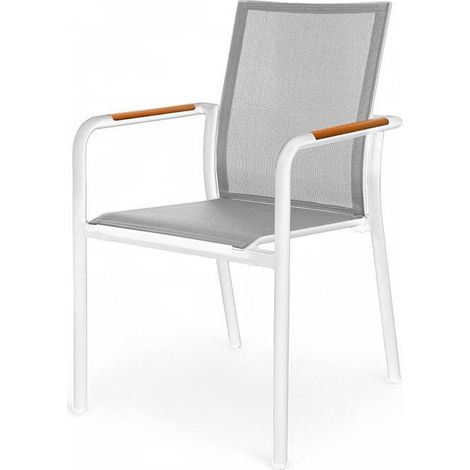 Sedia da giardino Soller 65x55x88 zumm teak bianco alluminio Homms (1/3)