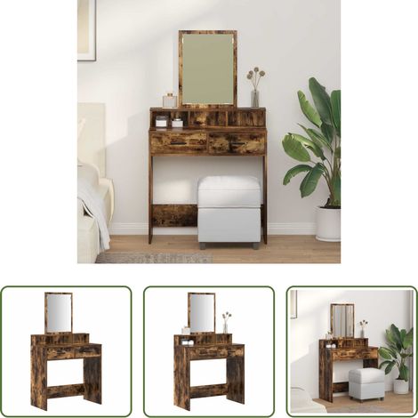 Holzwerkstoff - Schminktisch Geräucherte Eiche 79 x 41 x 140 cm Holzwerkstoff (1/5)