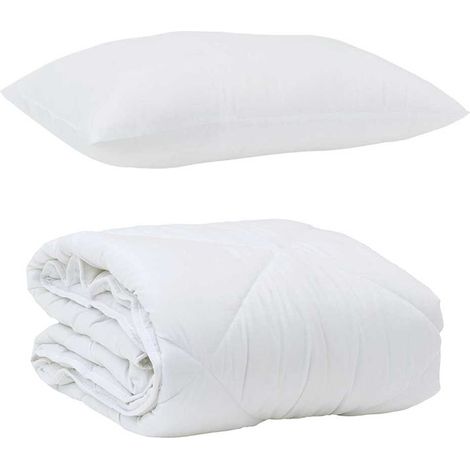 Couette avec Oreiller avec oreiller 2 pcs,Duvet Blanc Microfibre CFW92974 (1/4)