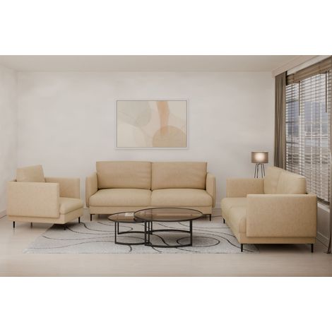 Sofaset Designersofas HELMER 3-2-1 Stoff Vibe Beige