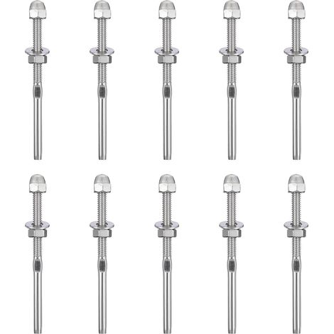 Tendeur de Câble en Acier Inoxydable 1/8 à Sertir Manuel, 10 Pièces, Raccords Filetés pour Garde-corps D’escalier, Installation Facile, Usage Intérieur et Extérieur, Borne (1/5)