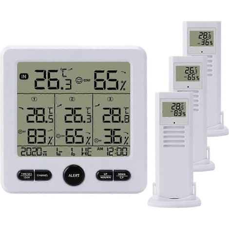 Station météo sans fil One-to-Three, thermomètre et hygromètre numériques intérieur et extérieur, moniteur d'alarme à écran couleur (1/5)