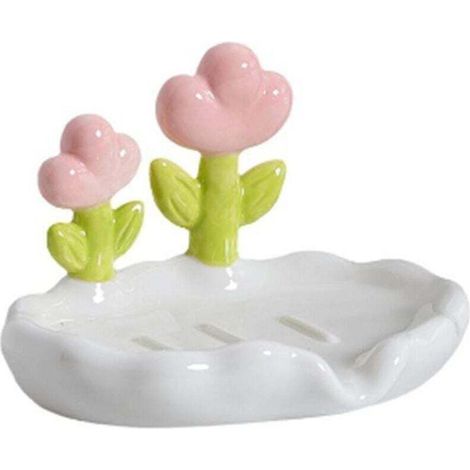 Porte-Savon Créatif et Mignon en Forme de Fleur en PP avec Drain pour Salle de Bains à Domicile (1/4)