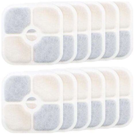 12 Piezas de Filtros de Repuesto para Fuentes de Agua para Animales, compatibles con Fuente de Agua para Gatos Catit PIXI 43717, Filtros para Dispensadores de Agua, Accesorios, 8,4 × 8,4 cm (1/4)
