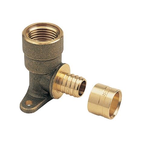 Coude pour tube PER long 13x16 avec embase de fixation DN 16 15x21