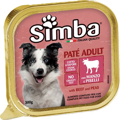 ALIMENTO PER CANI 'PATE' ADULT' manzo e piselli - gr 300- 18 pezzi - MONGE