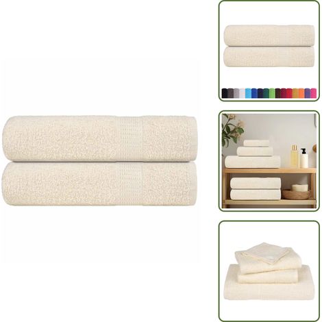 Handtücher 2 Stk. Creme 50x100 cm 360 g/m² 100% Baumwolle - Handtuch - Handtücher - Badetuch - Gesichtstuch (1/5)