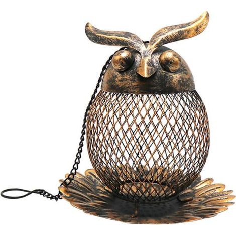 Futterspender aus Eisen in Eulenform für den Garten