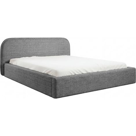 AURIA - Lit coffre tissu chenille Gris foncé 140x200cm (1/5)