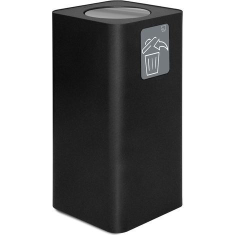 Pattumiera Per Raccolta Rifiuti 38x38xh80 cm In Acciaio Verniciato con Coperchio Basculante Nero (1/2)