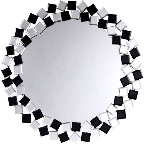 Miroir Mural Design "Mosaic" 80cm Argent & Noir (1/3)