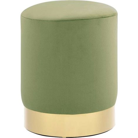 Tabouret Vert moutarde et doré Velours 28 x 36 cm (1/4)