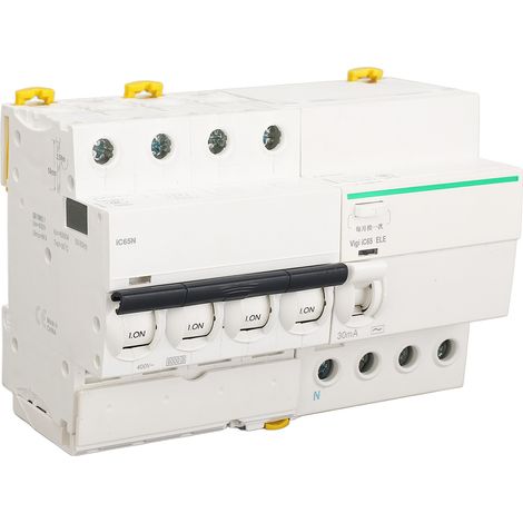 Disjoncteur miniature 4P+N coffret PA66 anti-feu 400V AC 20A avec module différentiel protection fuite courant (1/5)