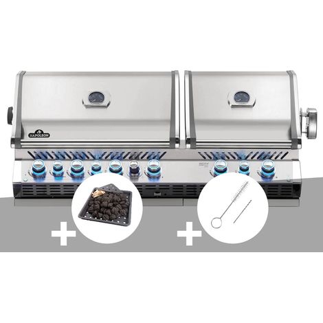 Barbecue gaz encastrable Prestige Pro 825 inox 4 brûleurs + Plateau charbon + Brosses brûleur - Napoléon