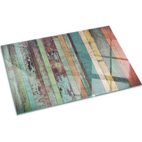 Plaque Rectangulaire en verre trempé avec impression décorative Protection de sol sous cheminée Planches dans différentes nuances 100x70 cm (1/5)