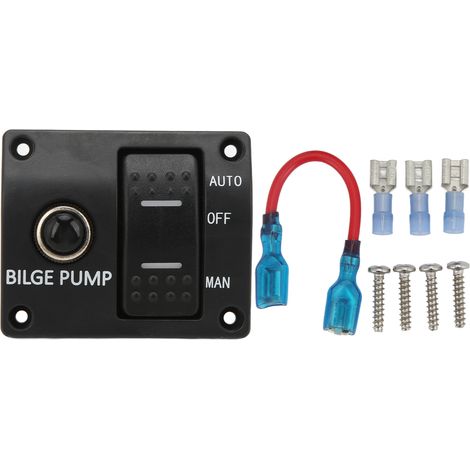 Panneau Interrupteur Pompe de Cale 3 Voies 12V 24V avec Disjoncteur Intégré 15A pour Bateau Yacht Accessoire Marine (1/5)