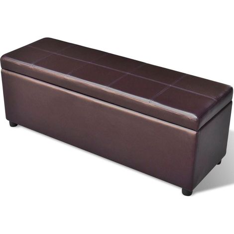 Panca/pouf/sgabello/mobile contenitore in legno marrone 3002030