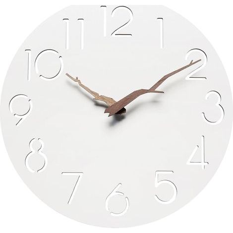 30 cm (12 Zoll) Wanduhr, geräuschlos, kein Ticken, aus Holz, batteriebetrieben, weiß, modern, schlicht, minimalistisch, dekorativ für Schlafzimmer, Wohnzimmer, Büro, Hotel, 3D-Durchbruchdesign, extrem (1/5)