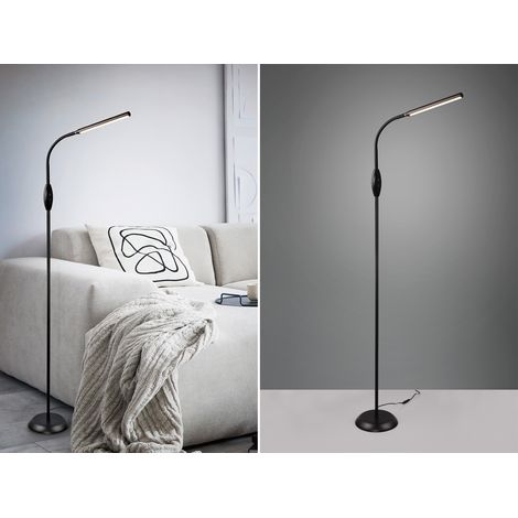 Dimmbare LED Stehleuchte TORO Schwanenhals, Schwarz, Höhe 145cm (1/5)