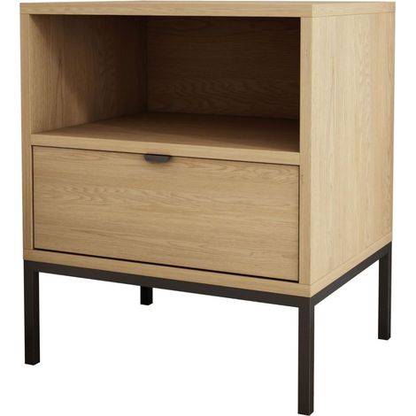 Comodino con cassetto e struttura, maniglia oro, colore ROVERE CREMONA, 50 x 40 x 58 cm (1/5)
