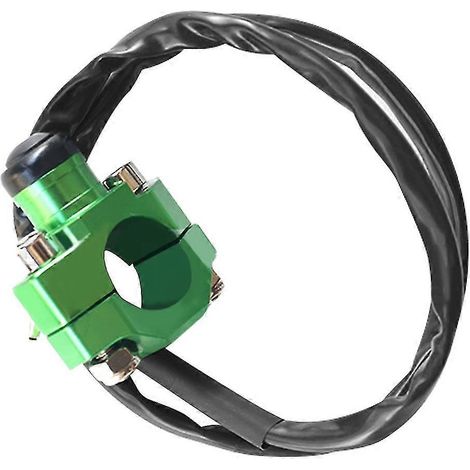 Bouton marche/arrêt/démarrage Deadman Grip en aluminium pour guidon de 22 mm, compatible avec quads et VTT (vert). (1/5)