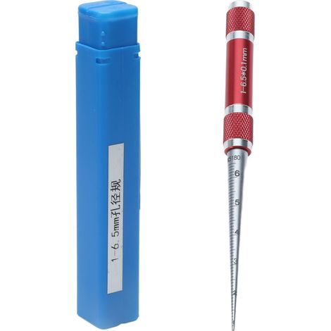 Règle de trou conique de jauge d'ouverture Outil de mesure de diamètre de trou intérieur en acier inoxydable 1 à 6,5 mm