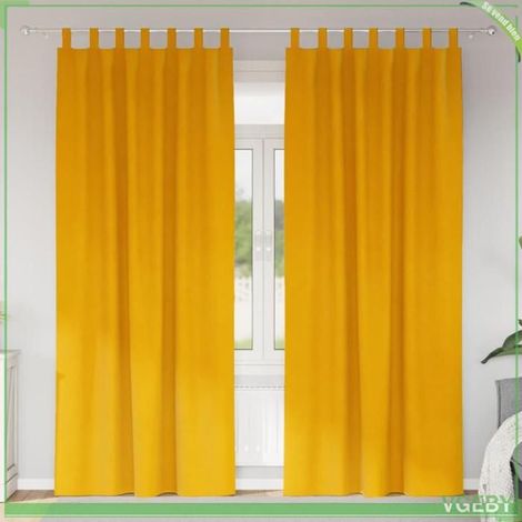 4107282 Rideaux occultants 2 pcs Jaune moutarde 140 x 260 cm Velours (1/5)
