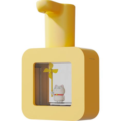 Dispensador de jabón en espuma inteligente y sin contacto para gato Fortune amarillo con sensor infrarrojo, para montaje en pared o mesa, 400 ml. (1/4)