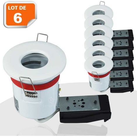 Lot de 6 Support de spot BBC Etanche IP65 Blanc 87mm avec douille GU10 automatique ref. 830W (1/5)