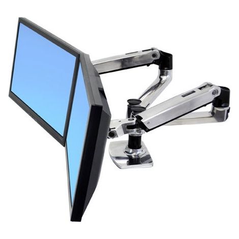 Support per Monitor LCD Ergotron LX a Doppio Braccio Laterale con Montaggio da Tavolo, Regolabile in Altezza, Rotazione e Compatibile con Schermi fino a 27 pollici (1/5)